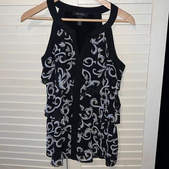 White House Black market sleeveless ruffle blouse size small - Picture 1 of 8
